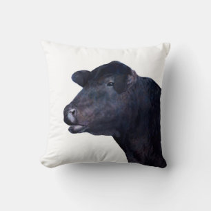 cow black and white pillow photo art