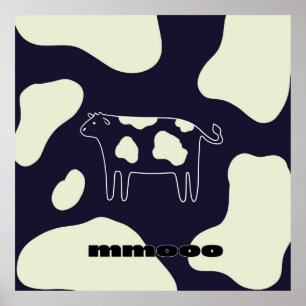 Cow black and white poster