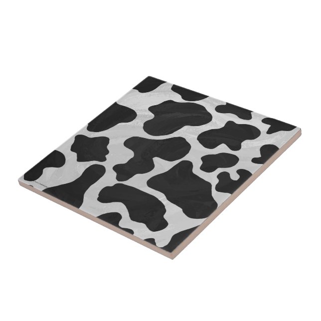 Cow Black and White Print Ceramic Tile (Side)