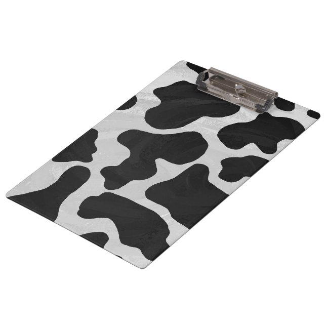 Cow Black and White Print Clipboard (Angled)