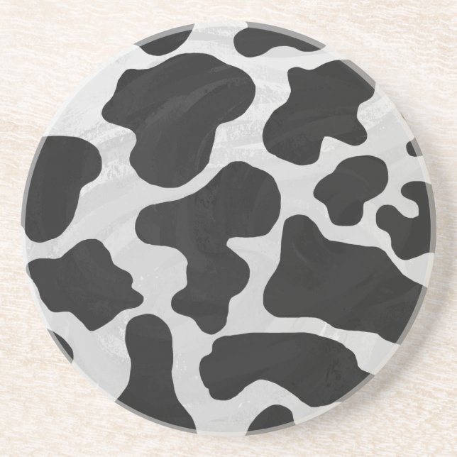 Cow Black and White Print Coaster (Front)