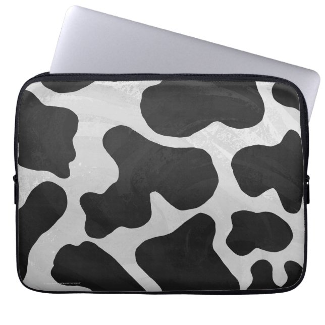 Cow Black and White Print Laptop Sleeve (Front)