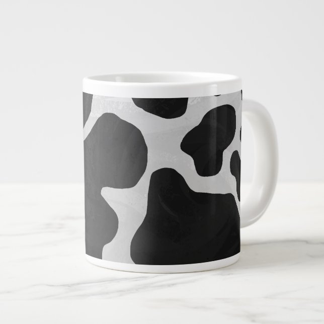 Cow Black and White Print Large Coffee Mug (Front Right)