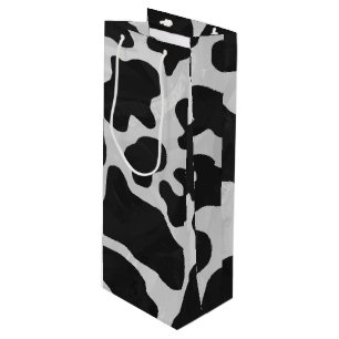 Cow Black and White Print Wine Gift Bag