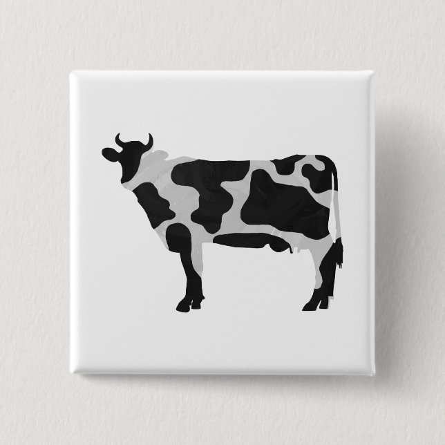Cow Black and White Silhouette 15 Cm Square Badge (Front)