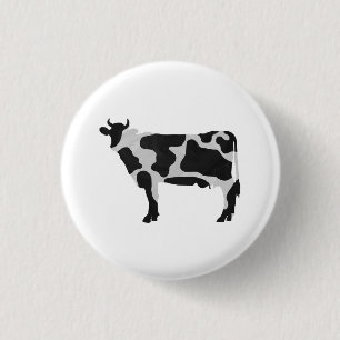 Cow Black and White Silhouette 3 Cm Round Badge