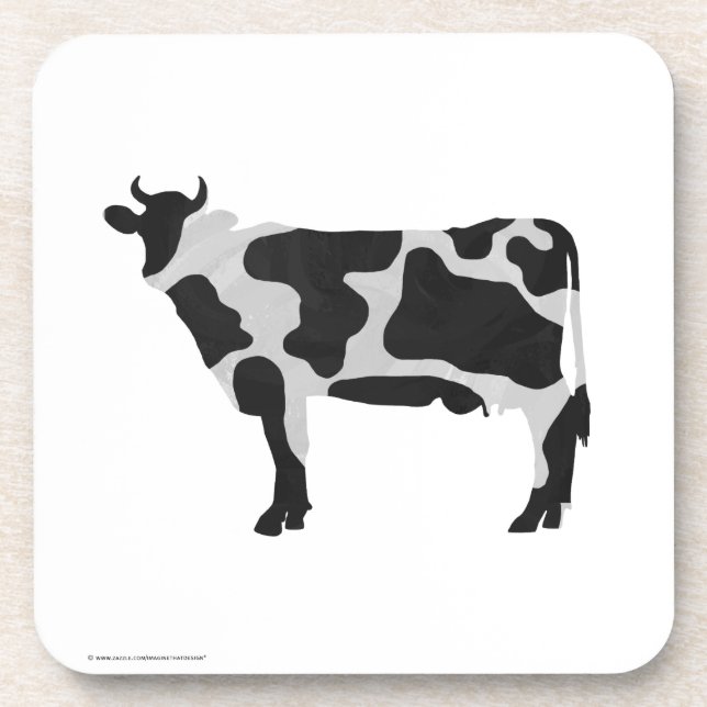 Cow Black and White Silhouette Coaster (Front)