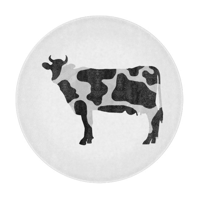 Cow Black and White Silhouette Cutting Board (Front)