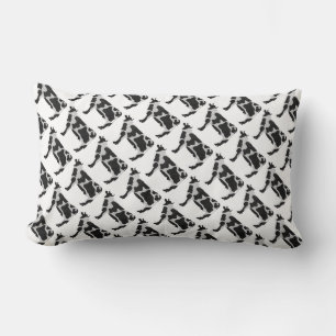 Cow Black and White Silhouette Lumbar Cushion