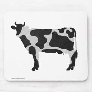 Cow Black and White Silhouette Mouse Pad