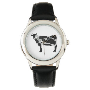 Cow Black and White Silhouette Watch