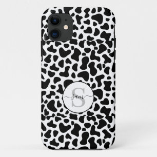 Cow Black White Monogram iPhone 11 Case