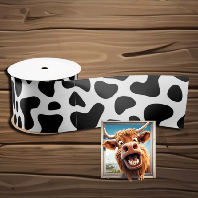 Cow Black White patchs  Satin Ribbon (Creator Uploaded)