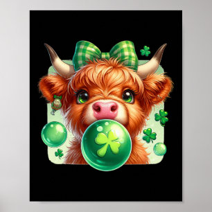 Cow Blowing Bubblegum Celebrate St Patricks Day Poster