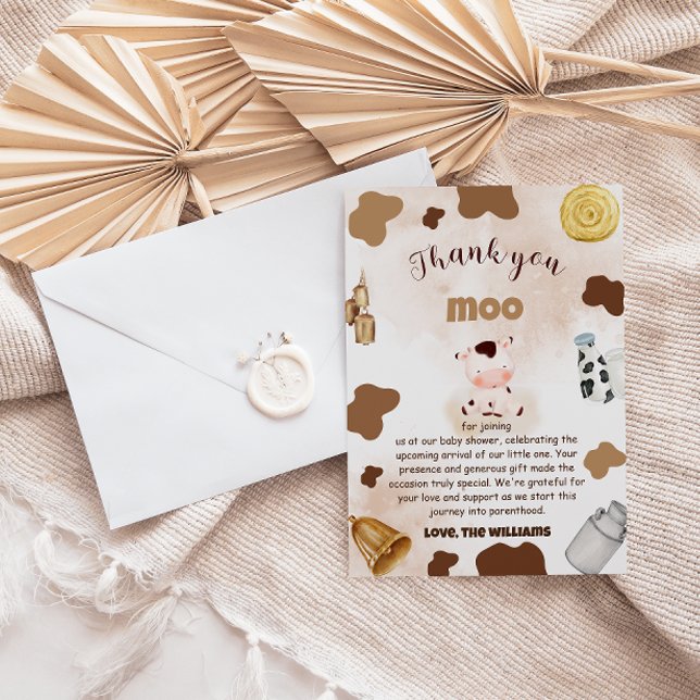 Cow Boho Rustic Baby Shower Thank You Card (Creator Uploaded)
