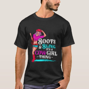 Cow Boots And Bling It'S Cow Things Western Countr T-Shirt
