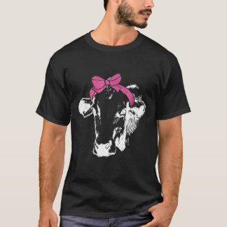 Cow Bow  Farmer Wife Farm Barn Animal Women Tee