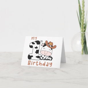 Cow Boy First Birthday Invitation