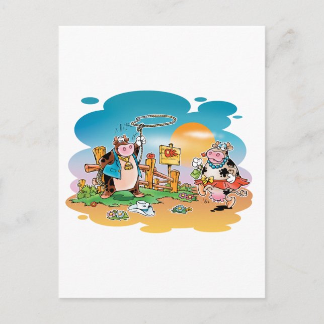 Cow-boys and Cow-girls Postcard (Front)