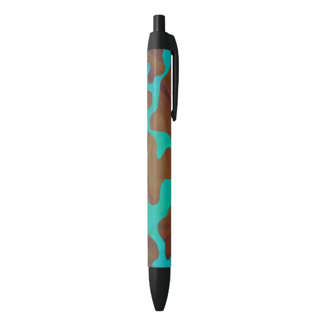 Cow Brown and Teal Print Black Ink Pen (Bottom (Vertical))