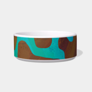 Cow Brown and Teal Print Bowl