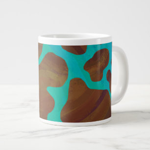 Cow Brown and Teal Print Large Coffee Mug