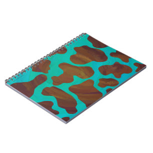 Cow Brown and Teal Print Notebook