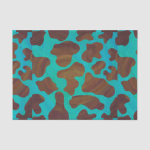 Cow Brown and Teal Print Tissue Paper