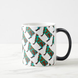 Cow Brown and Teal Silhouette Magic Mug