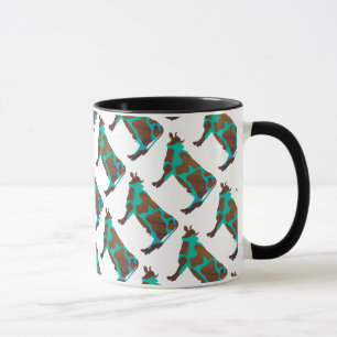 Cow Brown and Teal Silhouette Mug