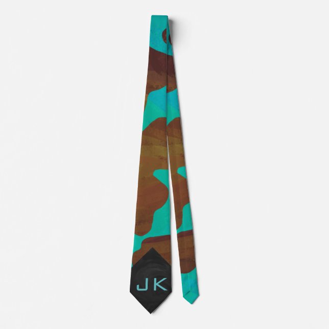 Cow Brown and Teal Tie (Front)