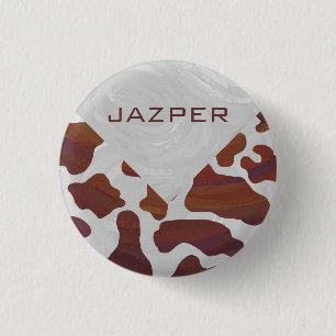 Cow Brown and White Monogram 3 Cm Round Badge