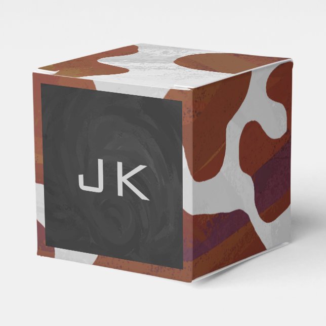 Cow Brown and White Monogram Favour Box (Front Side)