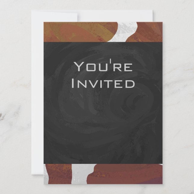 Cow Brown and White Monogram Invitation (Front)