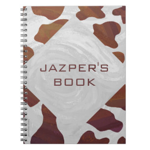 Cow Brown and White Monogram Notebook