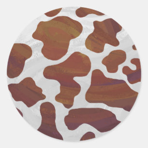 Cow Brown and White Print Classic Round Sticker