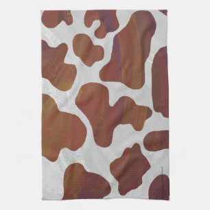 Cow Brown and White Print Tea Towel