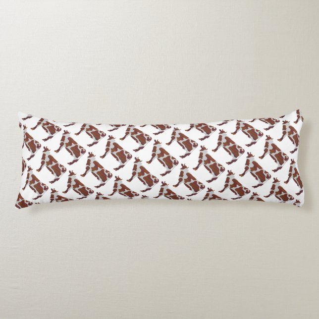 Cow Brown and White Silhouette Body Cushion (Front)