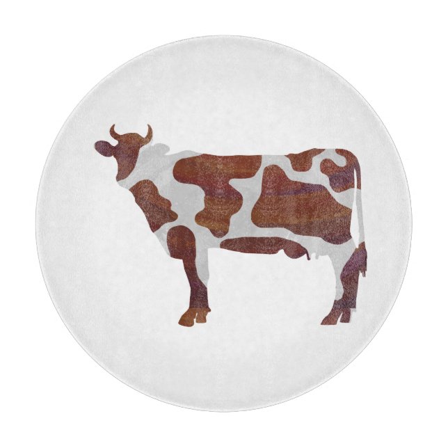 Cow Brown and White Silhouette Cutting Board (Front)