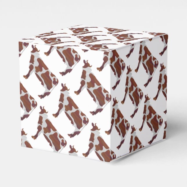 Cow Brown and White Silhouette Favour Box (Front Side)