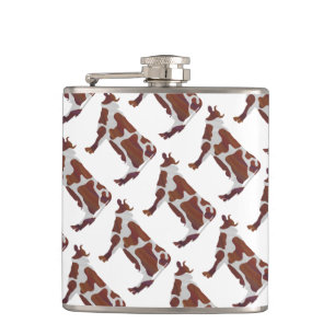 Cow Brown and White Silhouette Hip Flask