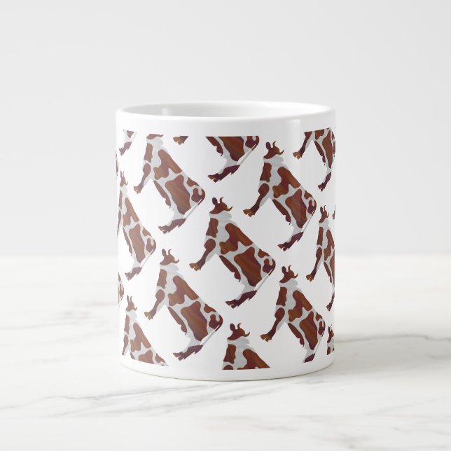 Cow Brown and White Silhouette Large Coffee Mug (Front)