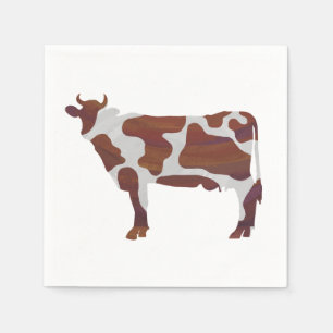 Cow Brown and White Silhouette Napkin