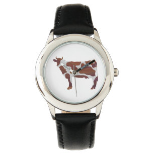 Cow Brown and White Silhouette Watch