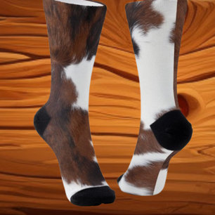 Cow Brown White Socks
