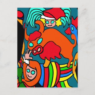 Cow/Bull and Girls Childrens Cartoon Postcard