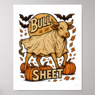 Cow Bull Sheet Halloween Poster