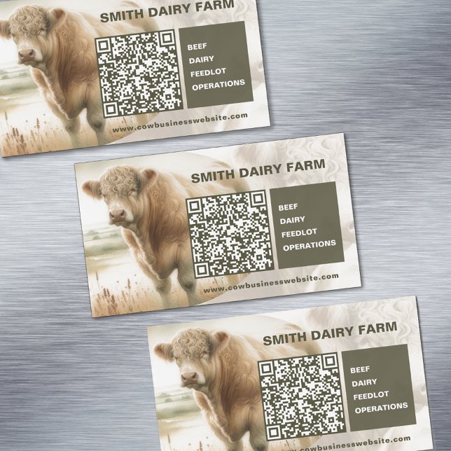 Cow Business QR Code Card Magnets (Cow Business QR Code Card Magnets)