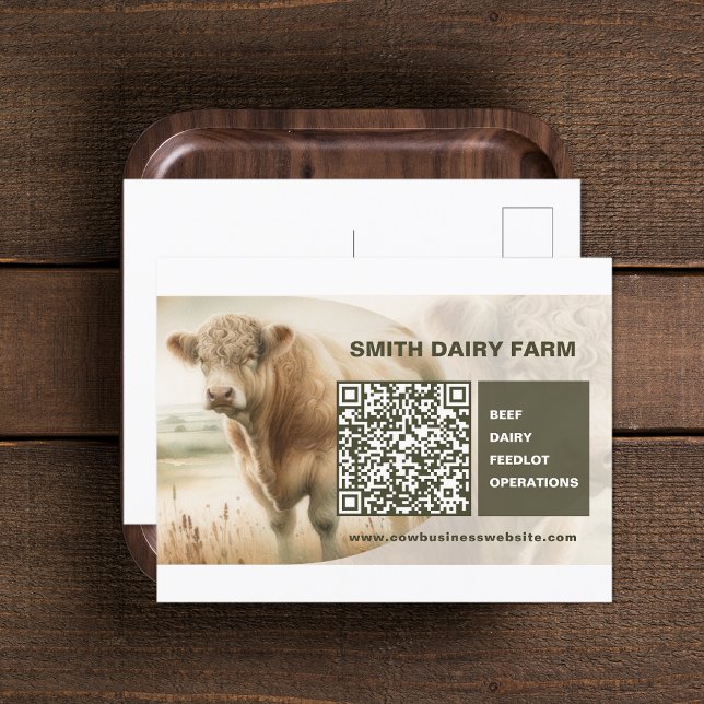 Cow Business QR Code Postcard (Cow Business QR Code Postcard (front and back))
