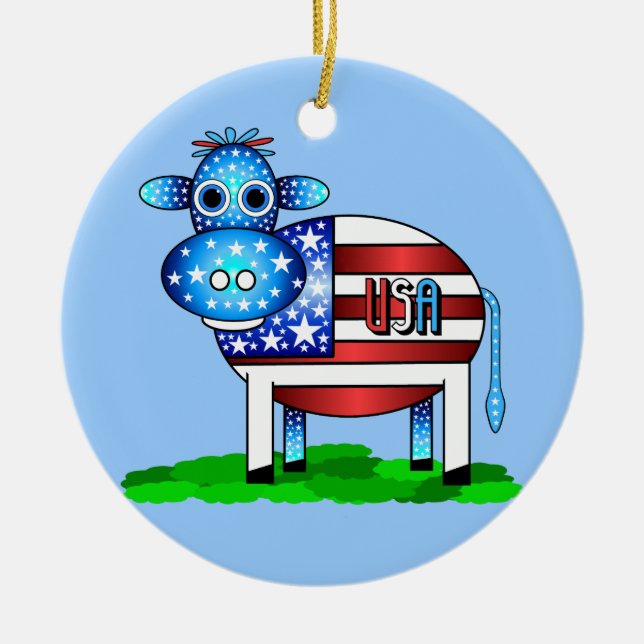 cow ceramic tree decoration (Front)